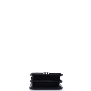 Coco Enamel Top Handle Flap Clutch with Chain Quilted Caviar