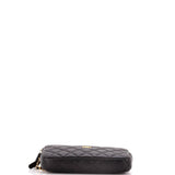 Double Zip Clutch with Chain Quilted Lambskin