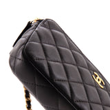 Double Zip Clutch with Chain Quilted Lambskin