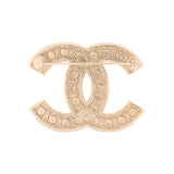 CC Brooch Metal with Crystals and Faux Pearls