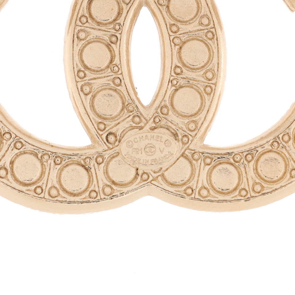 CC Brooch Metal with Crystals and Faux Pearls