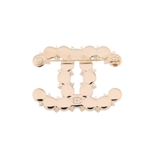 CC Brooch Metal with Crystals and Faux Pearls