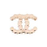 CC Brooch Metal with Crystals and Faux Pearls