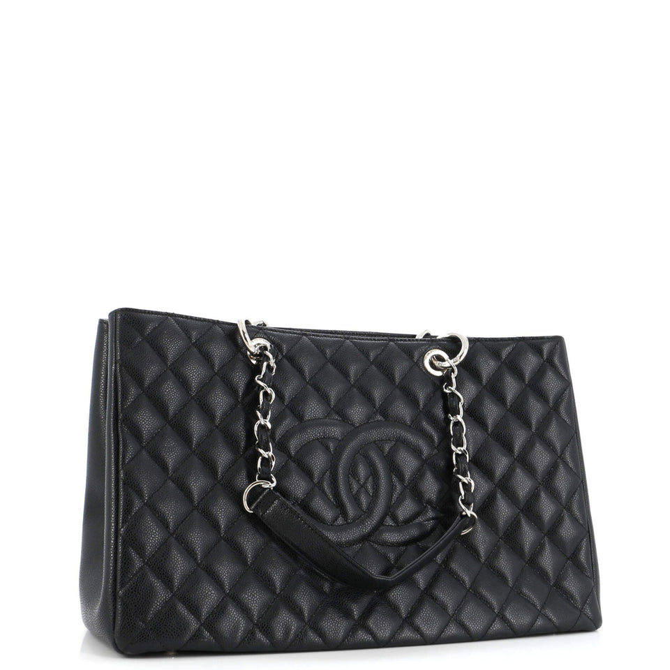 Grand Shopping Tote Quilted Caviar XL