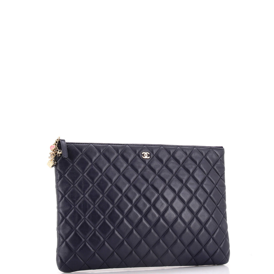 CC Casino O Case Clutch Quilted Lambskin Large