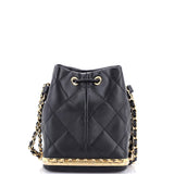 Lock Frame Bucket Bag with Chain Quilted Lambskin Small