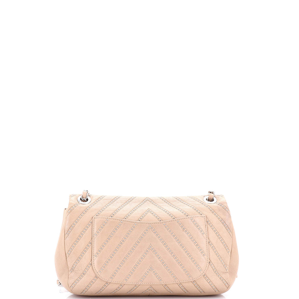 Stud Wars CC Flap Bag Studded Chevron Calfskin Small
