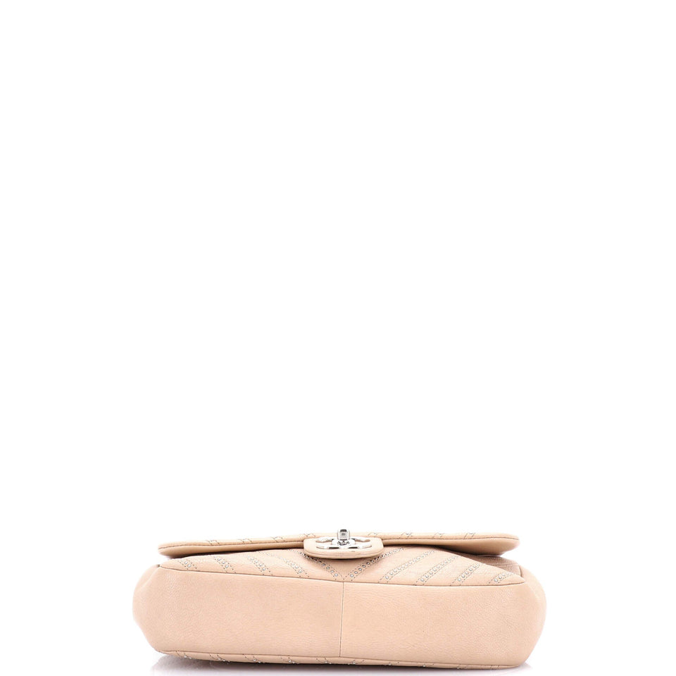 Stud Wars CC Flap Bag Studded Chevron Calfskin Small