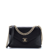 Coco Chevron Flap Bag Stitched Calfskin Small
