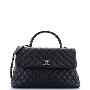 Coco Top Handle Bag Quilted Caviar Medium