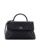Coco Top Handle Bag Quilted Caviar Medium