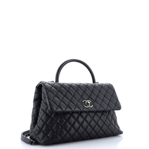 Coco Top Handle Bag Quilted Caviar Medium