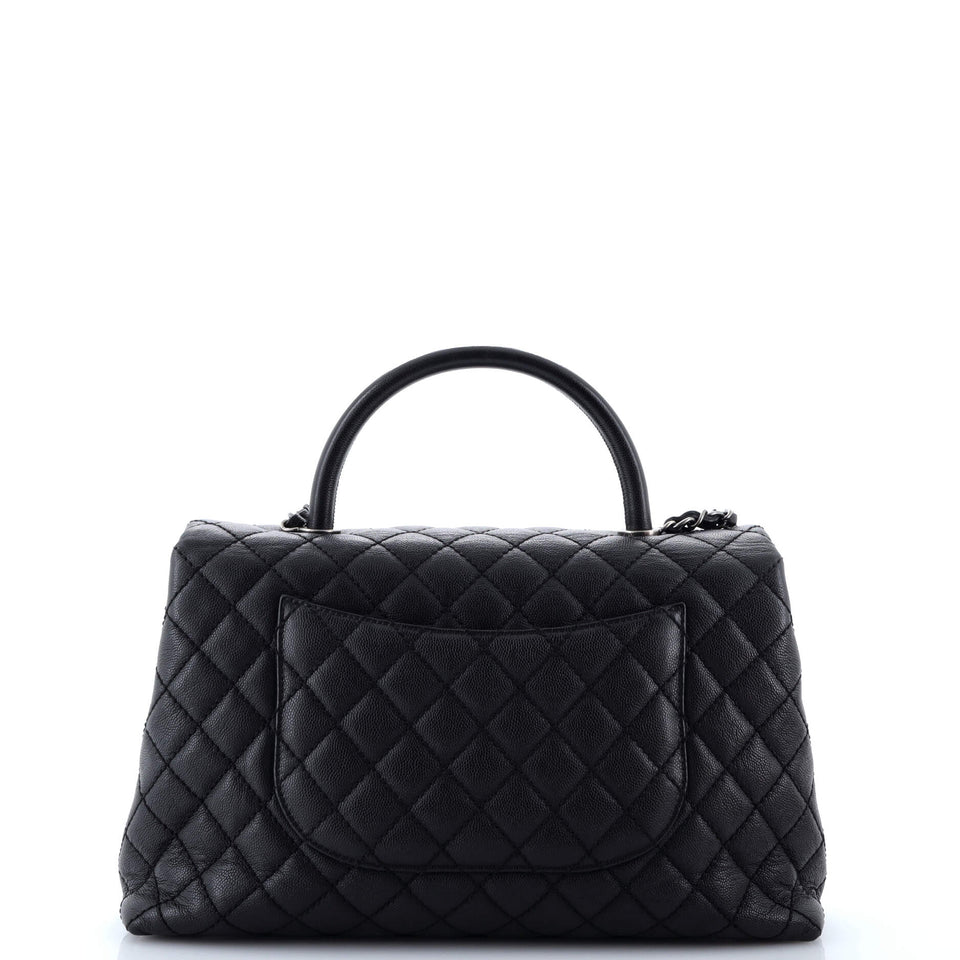 Coco Top Handle Bag Quilted Caviar Medium