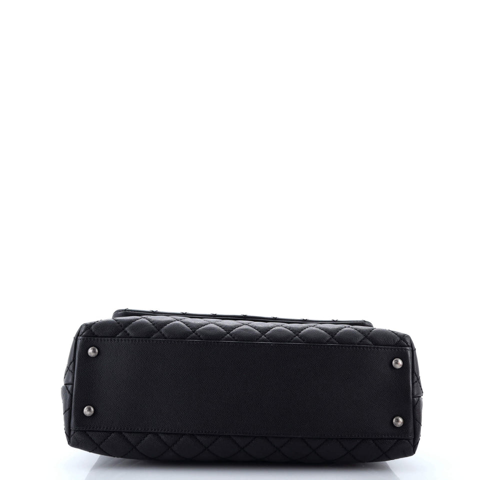 Coco Top Handle Bag Quilted Caviar Medium