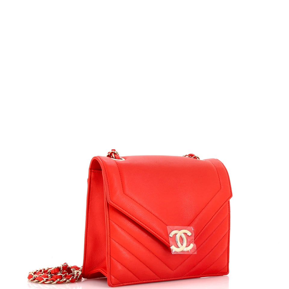Envelope Flap Bag Chevron Calfskin Small