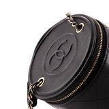 CC Round Vanity Case with Chain Quilted Lambskin Mini