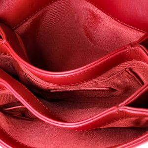 Camellia Compartment Flap Bag Velvet with Leather Small
