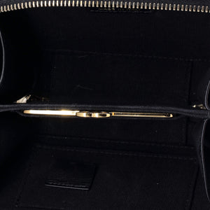 CC Zip Around Top Handle Vanity Case with Chain Quilted Caviar Mini