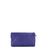 Classic Double Pocket Zip Pouch Quilted Lambskin Medium