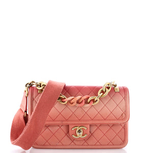 Sunset On The Sea Flap Bag Quilted Caviar Medium