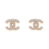 CC Stud Earrings Metal with Faux Pearls and Crystals