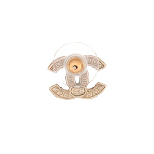 CC Stud Earrings Metal with Faux Pearls and Crystals