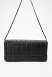 Chanel Black leather Chocolate Bar Flap Bag With 24K Gold Plated Hardware