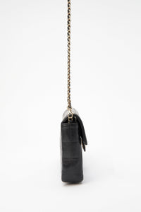 Chanel Black leather Chocolate Bar Flap Bag With 24K Gold Plated Hardware