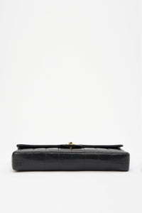 Chanel Black leather Chocolate Bar Flap Bag With 24K Gold Plated Hardware