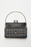 Chanel Black leather Chocolate Bar Flap Bag With 24K Gold Plated Hardware