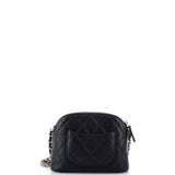 CC Dome Zip Clutch with Chain Quilted Caviar Mini
