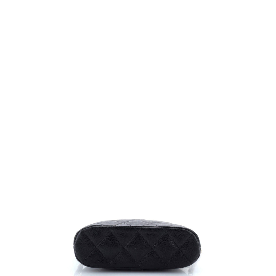 CC Dome Zip Clutch with Chain Quilted Caviar Mini