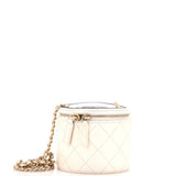 CC Round Vanity Case with Chain Quilted Lambskin Mini