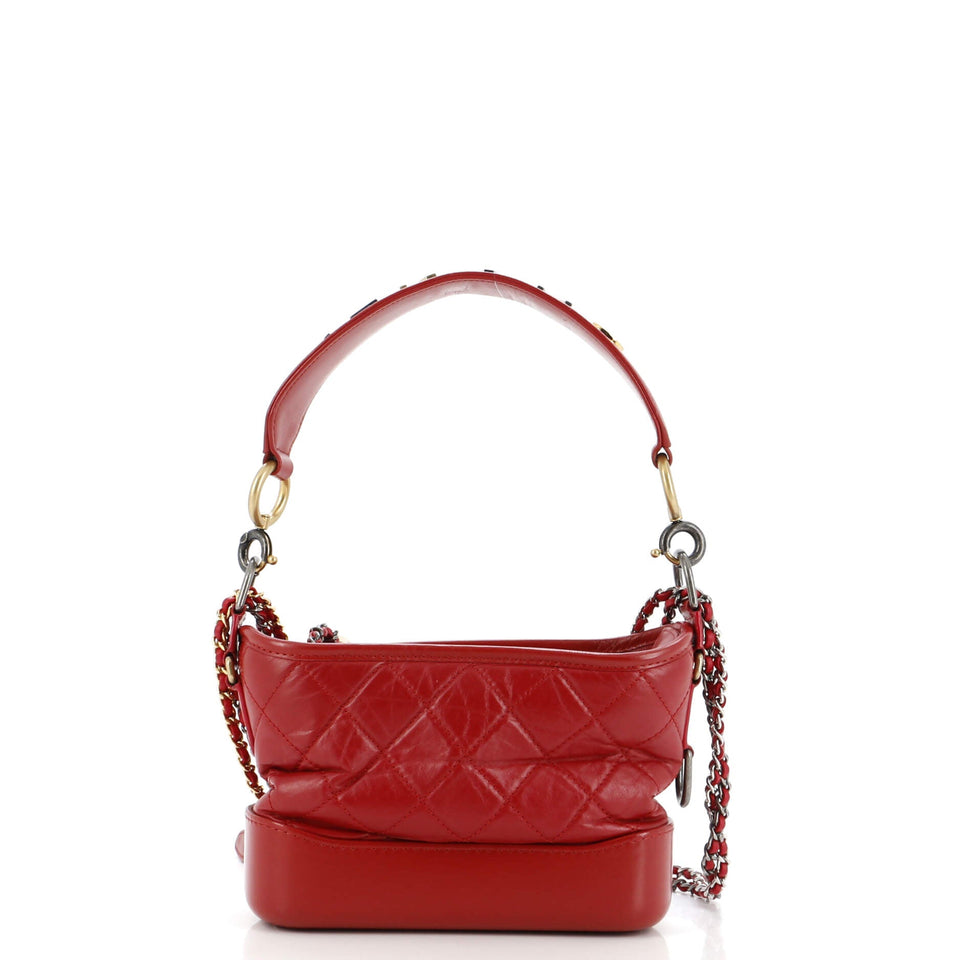 Gabrielle Hobo with Logo Handle Quilted Aged Calfskin Small