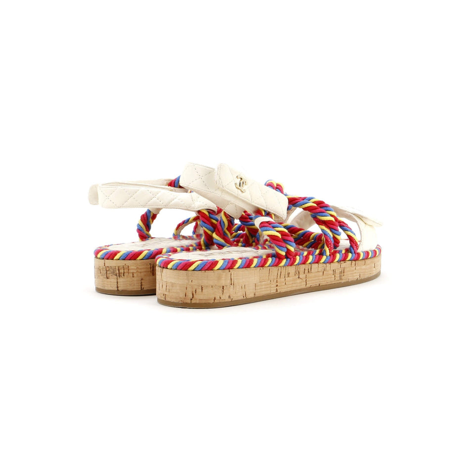 Women's Cord Velcro Dad Sandals Quilted Leather