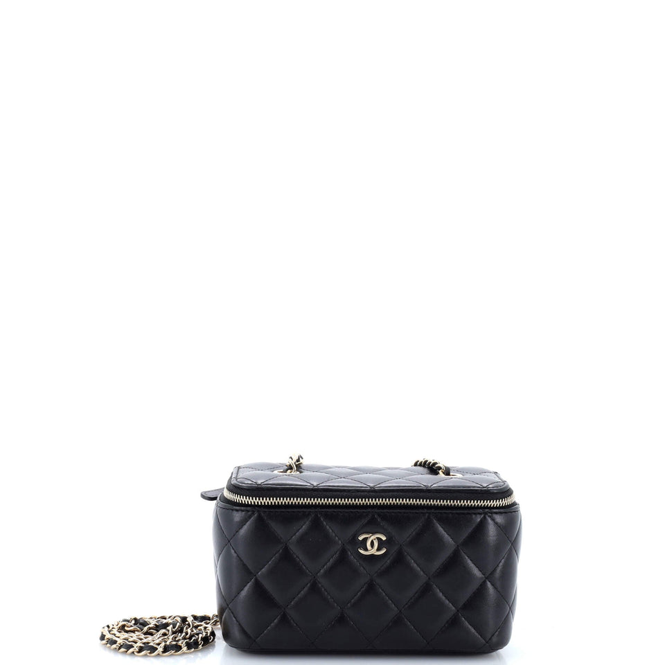 Classic Vanity Case with Chain Quilted Lambskin Small