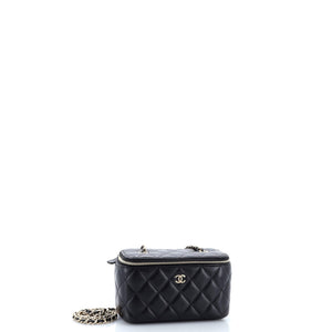 Classic Vanity Case with Chain Quilted Lambskin Small