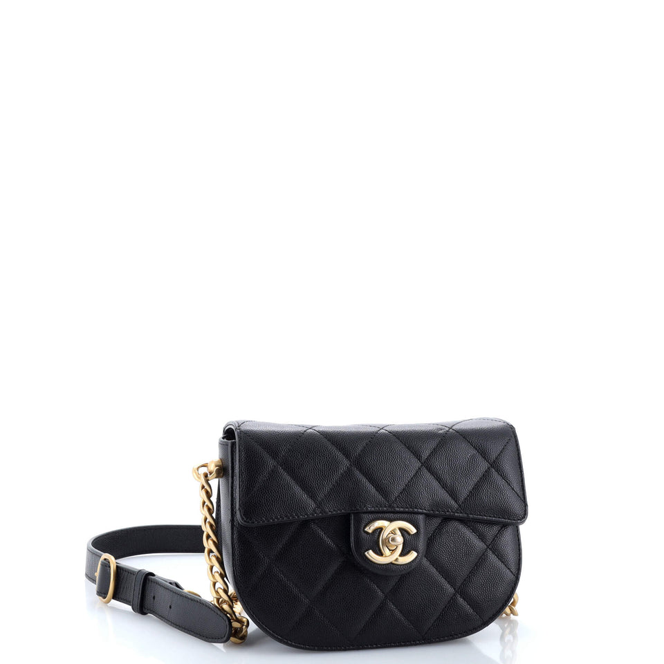 Moon Flap Messenger Bag Quilted Caviar Mini