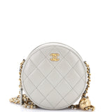 Pearl Crush Round Clutch with Chain Quilted Lambskin