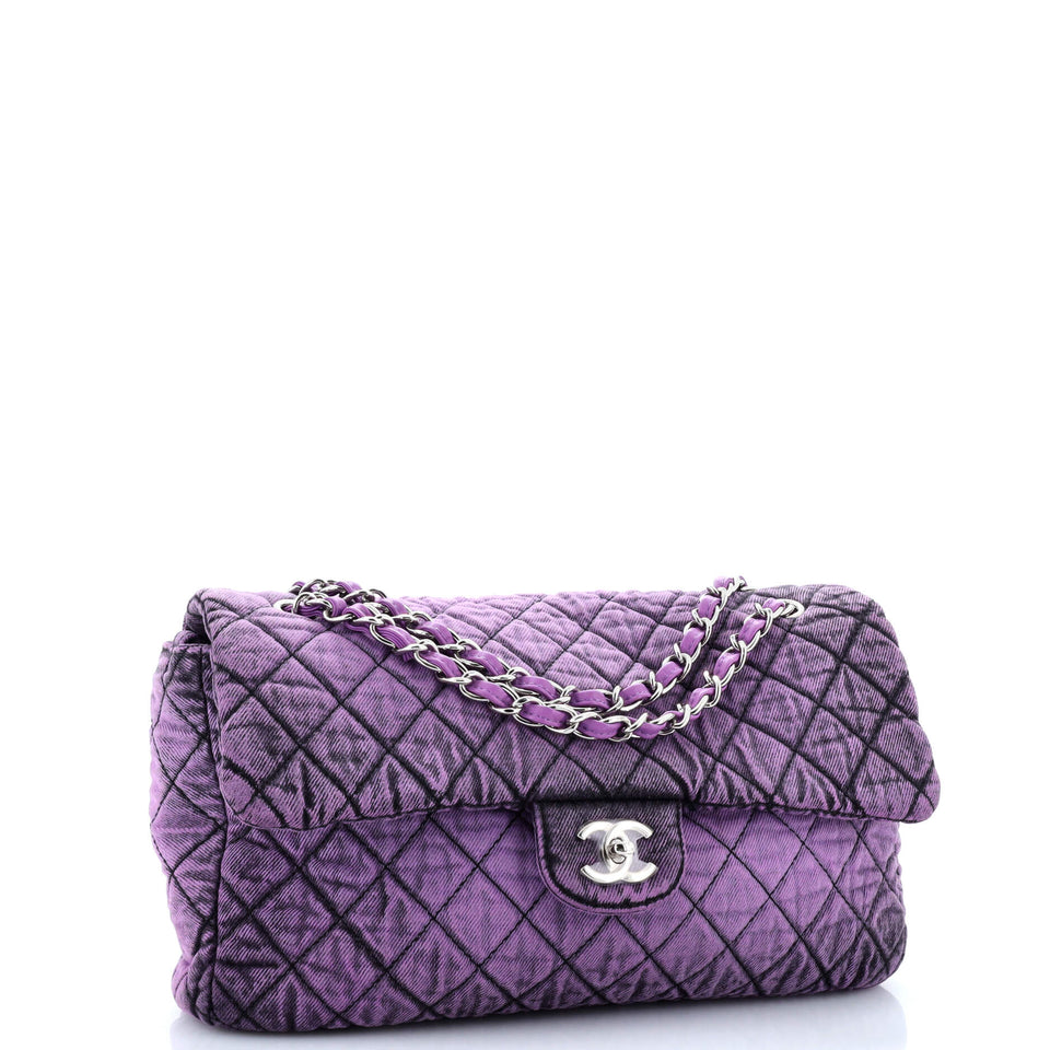 Denimpression Flap Bag Quilted Distressed Denim Medium