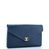 Coco Chevron Flap Clutch Stitched Calfskin