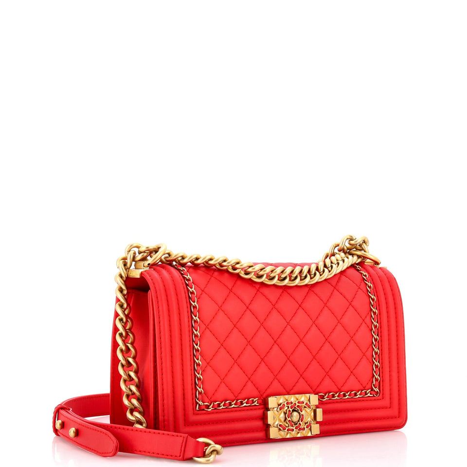 Jacket Boy Flap Bag Quilted Lambskin Old Medium