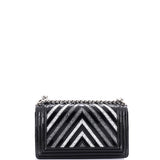 Boy Flap Bag Chevron Patent with Glitter PVC Old Medium