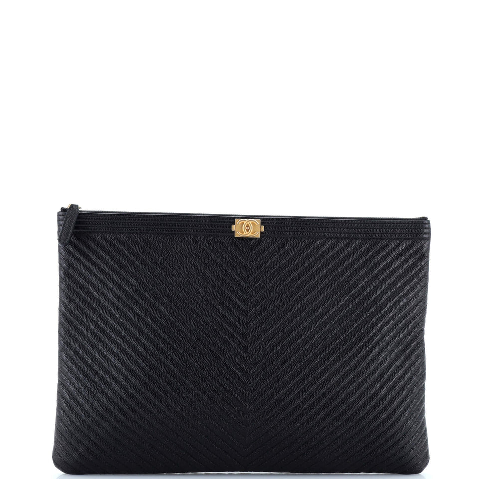 Boy O Case Clutch Chevron Caviar Large