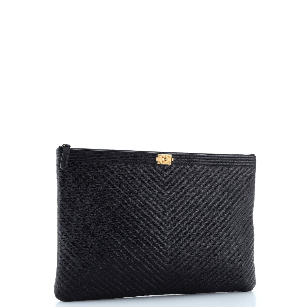 Boy O Case Clutch Chevron Caviar Large