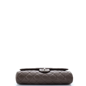 Clutch with Chain Quilted Caviar