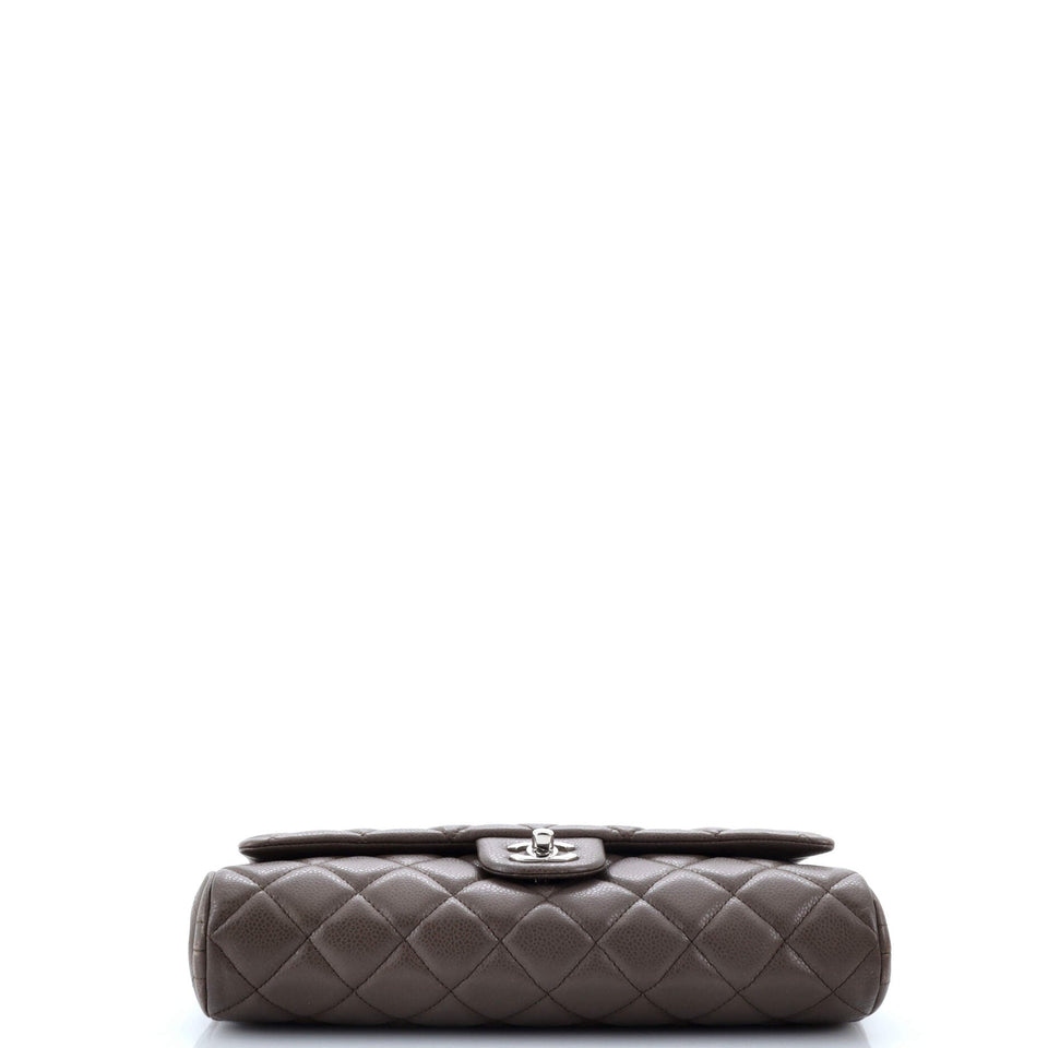 Clutch with Chain Quilted Caviar