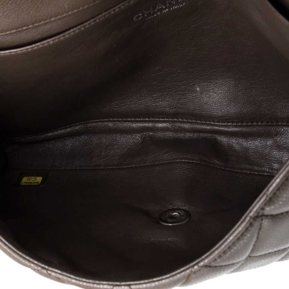 Clutch with Chain Quilted Caviar
