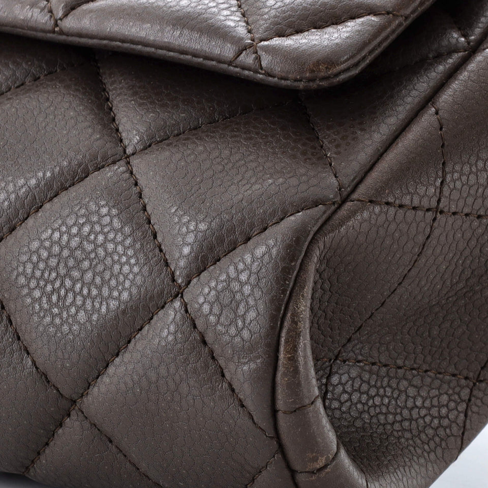 Clutch with Chain Quilted Caviar