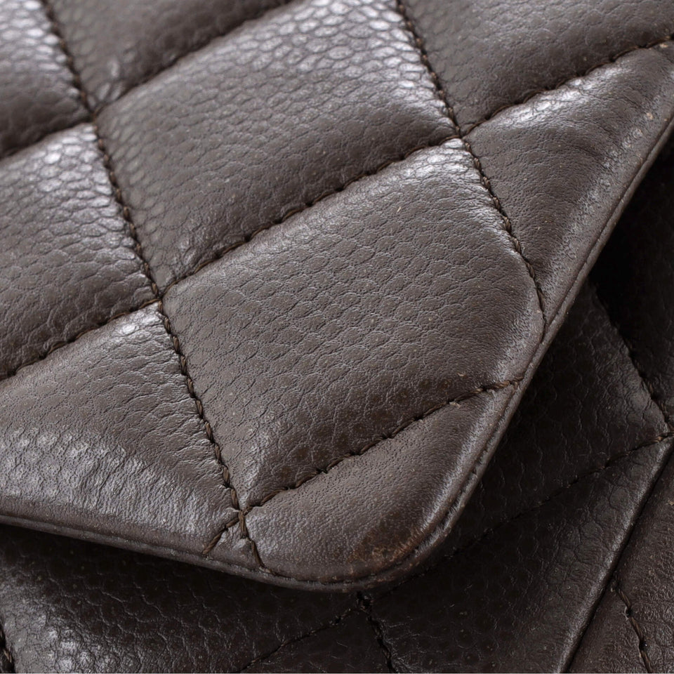 Clutch with Chain Quilted Caviar